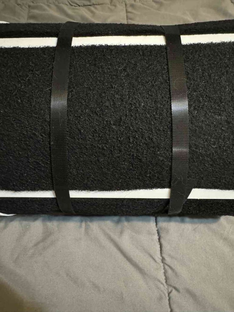 assembled filter housing secured by two thin velcro strips